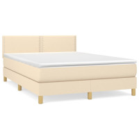 Produktbild för Ramsäng med madrass gräddvit 140x190 cm tyg