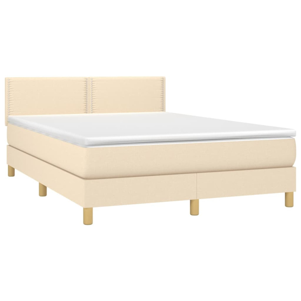 Produktbild för Ramsäng med madrass gräddvit 140x190 cm tyg