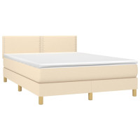 Produktbild för Ramsäng med madrass gräddvit 140x190 cm tyg