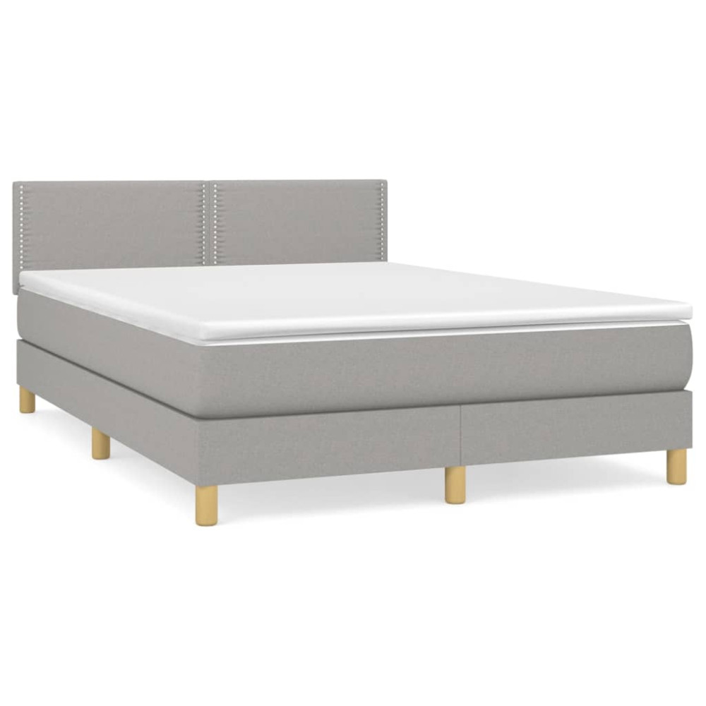 Produktbild för Ramsäng med madrass ljusgrå 140x200 cm tyg