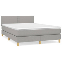 Produktbild för Ramsäng med madrass ljusgrå 140x200 cm tyg