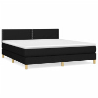 Produktbild för Ramsäng med madrass svart 160x200 cm tyg