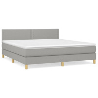 Produktbild för Ramsäng med madrass ljusgrå 180x200 cm tyg