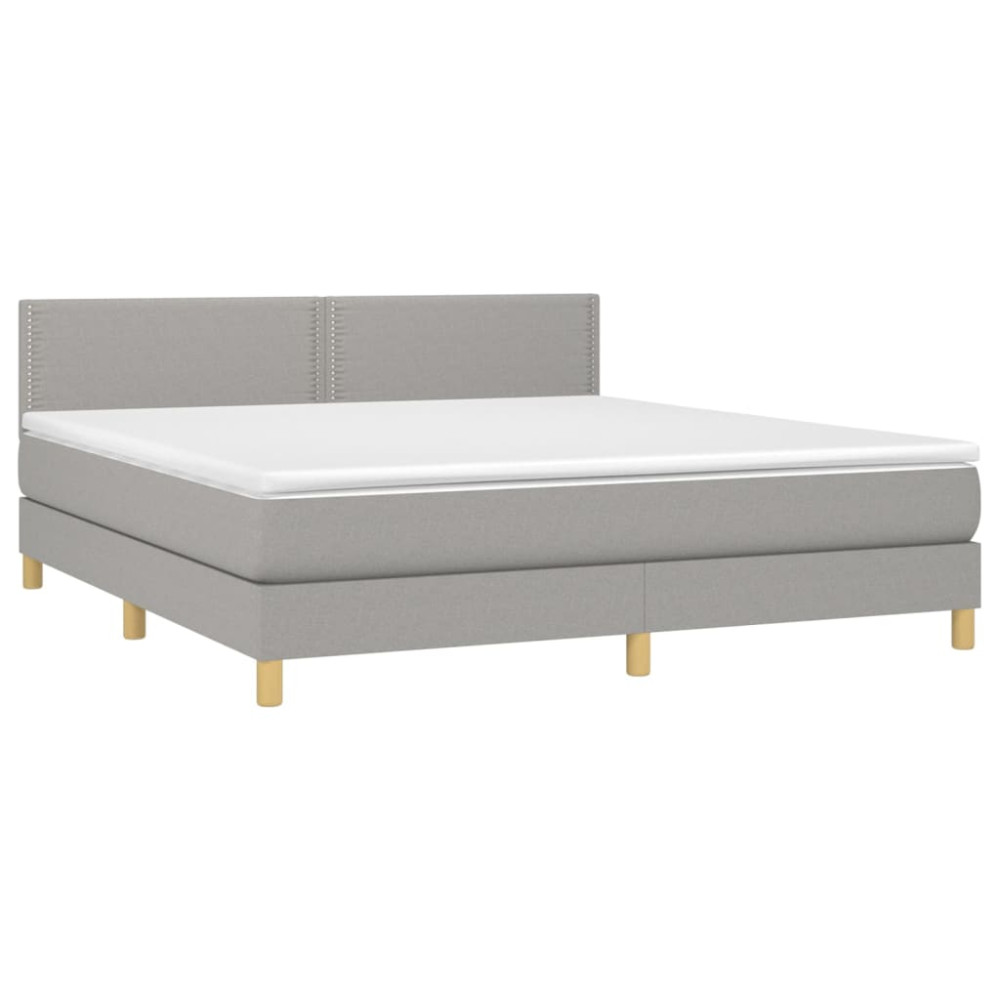 Produktbild för Ramsäng med madrass ljusgrå 180x200 cm tyg