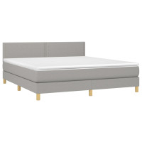 Produktbild för Ramsäng med madrass ljusgrå 180x200 cm tyg