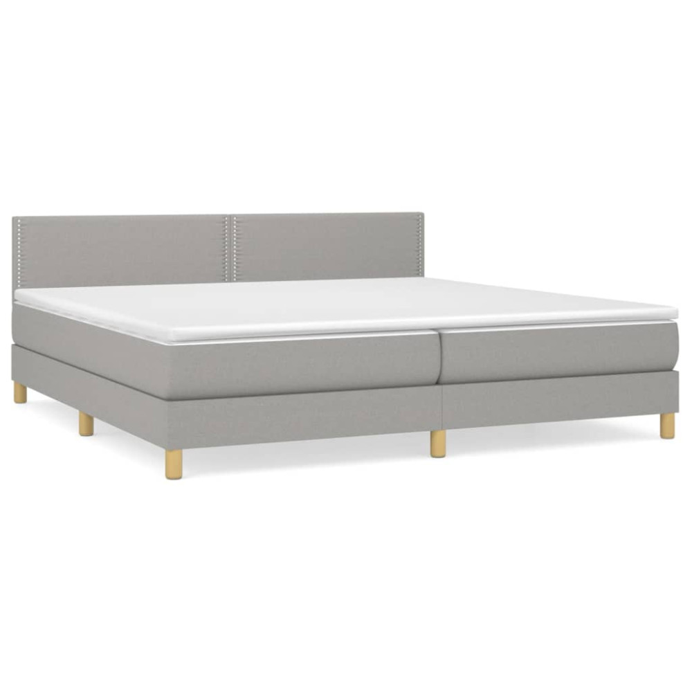 Produktbild för Ramsäng med madrass ljusgrå 200x200 cm tyg