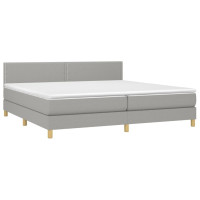 Produktbild för Ramsäng med madrass ljusgrå 200x200 cm tyg