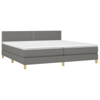 Produktbild för Ramsäng med madrass mörkgrå 200x200 cm tyg