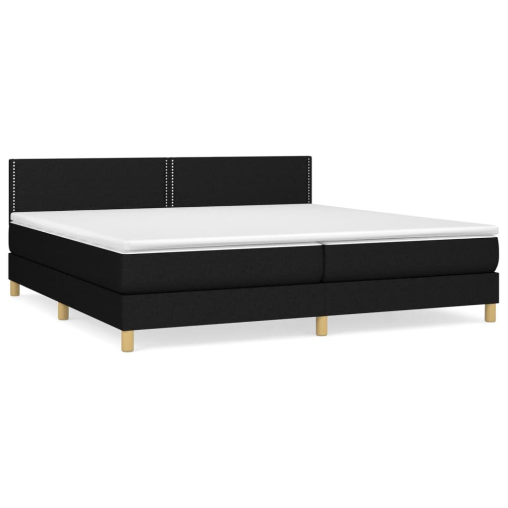 Produktbild för Ramsäng med madrass svart 200x200 cm tyg