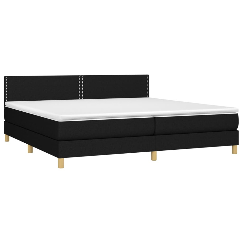 Produktbild för Ramsäng med madrass svart 200x200 cm tyg