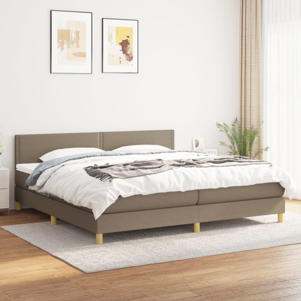 Produktbild för Ramsäng med madrass taupe 200x200 cm tyg