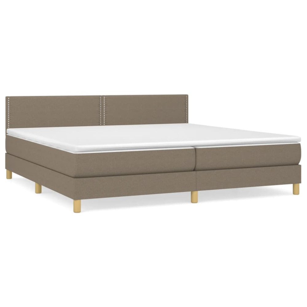 Produktbild för Ramsäng med madrass taupe 200x200 cm tyg
