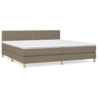 Produktbild för Ramsäng med madrass taupe 200x200 cm tyg