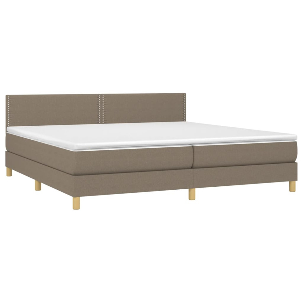Produktbild för Ramsäng med madrass taupe 200x200 cm tyg