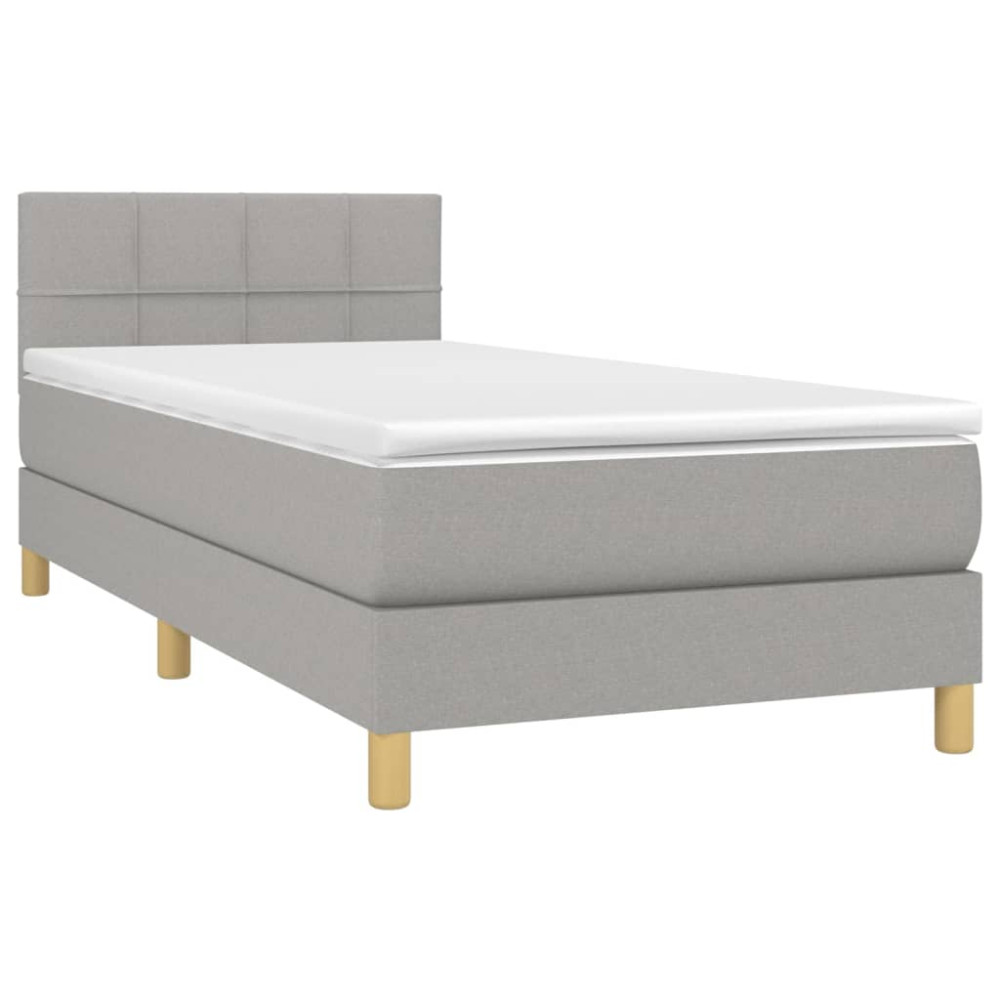 Produktbild för Ramsäng med madrass ljusgrå 80x200 cm tyg