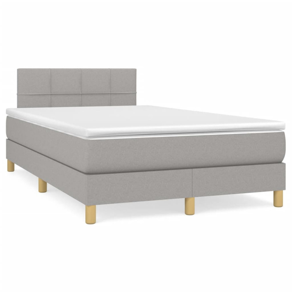 Produktbild för Ramsäng med madrass ljusgrå 120x200 cm tyg