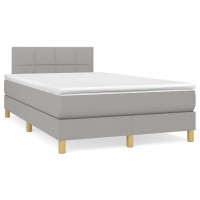 Produktbild för Ramsäng med madrass ljusgrå 120x200 cm tyg