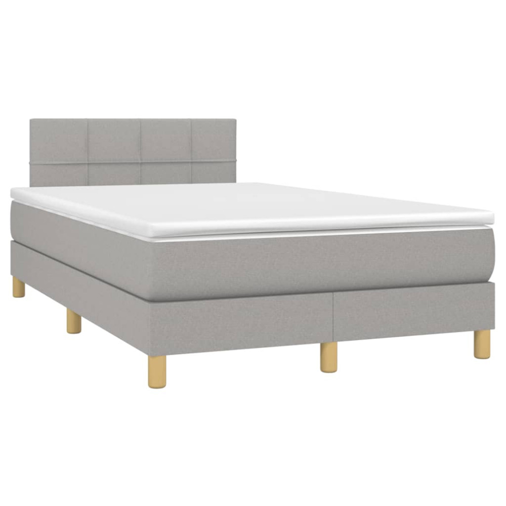 Produktbild för Ramsäng med madrass ljusgrå 120x200 cm tyg