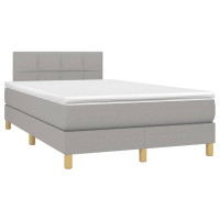 Produktbild för Ramsäng med madrass ljusgrå 120x200 cm tyg