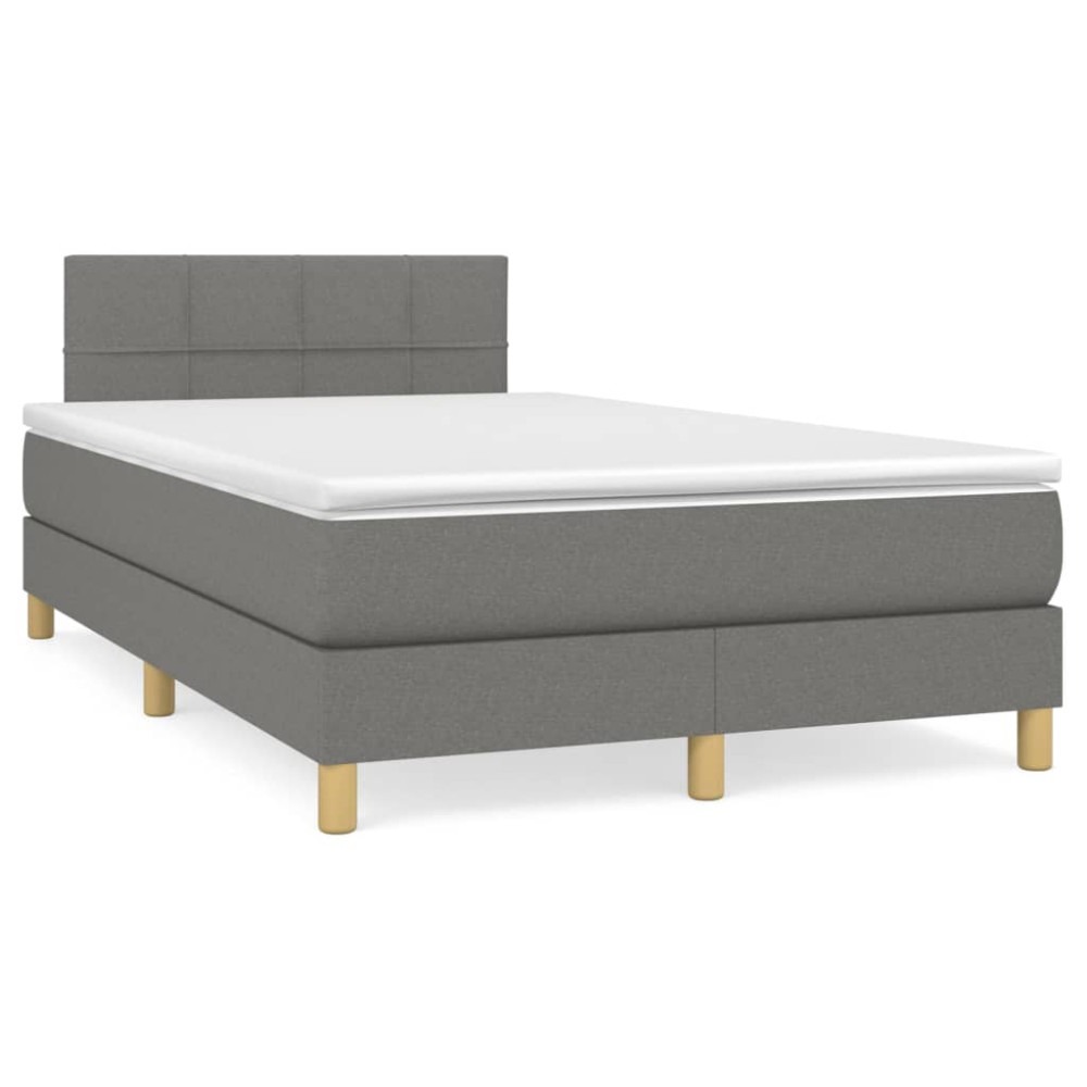 Produktbild för Ramsäng med madrass mörkgrå 120x200 cm tyg