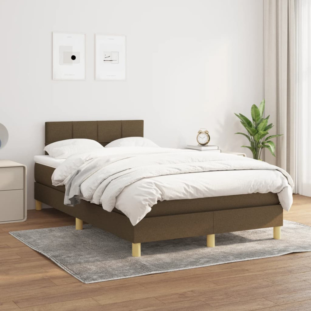 Produktbild för Ramsäng med madrass mörkbrun 120x200 cm tyg