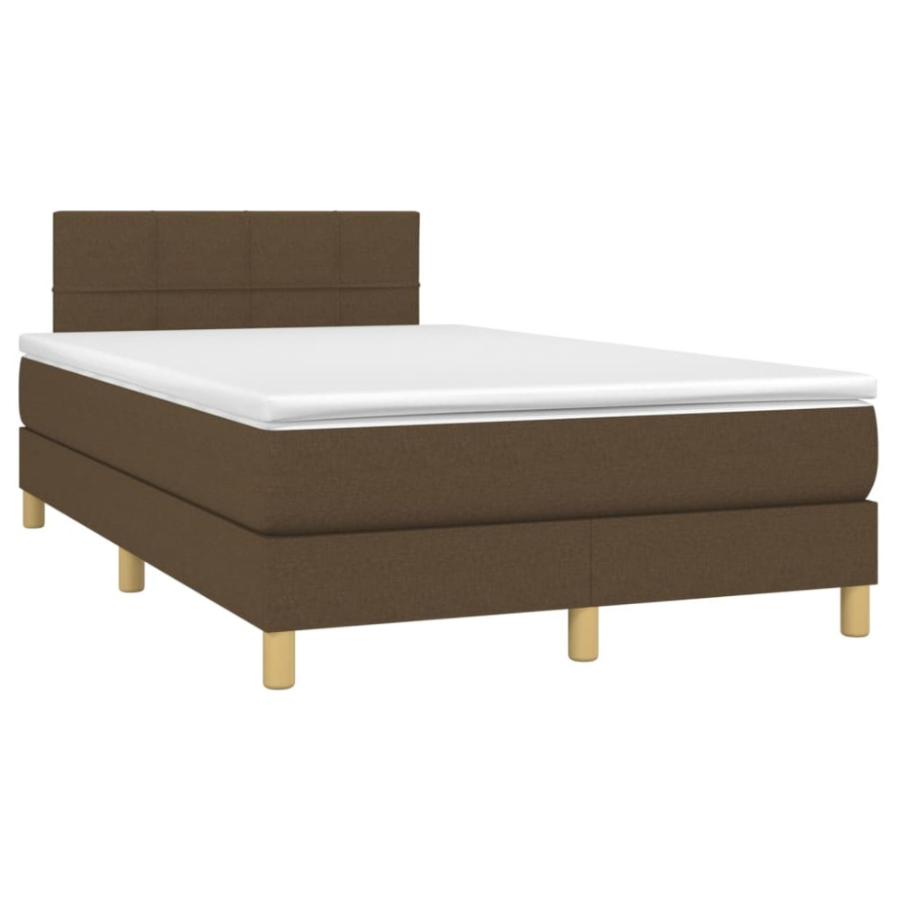 Produktbild för Ramsäng med madrass mörkbrun 120x200 cm tyg