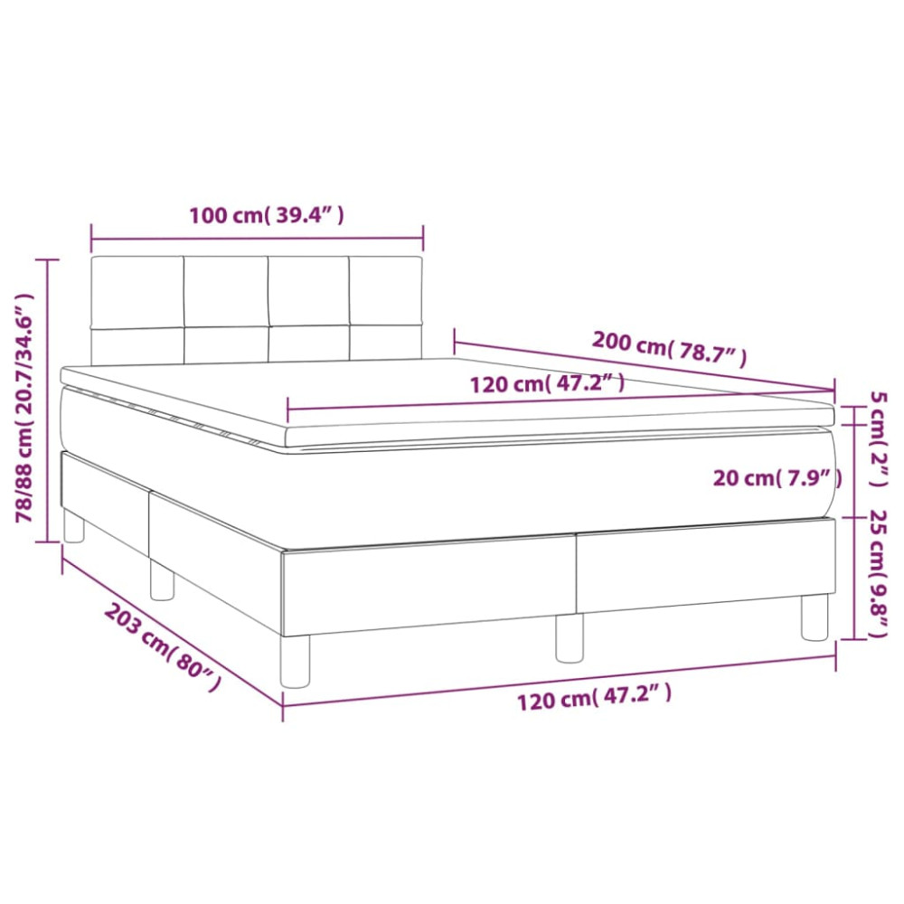 Produktbild för Ramsäng med madrass gräddvit 120x200 cm tyg