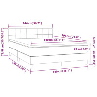 Produktbild för Ramsäng med madrass ljusgrå 140x190 cm tyg