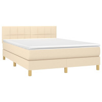 Produktbild för Ramsäng med madrass gräddvit 140x190 cm tyg