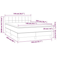 Produktbild för Ramsäng med madrass ljusgrå 140x200 cm tyg