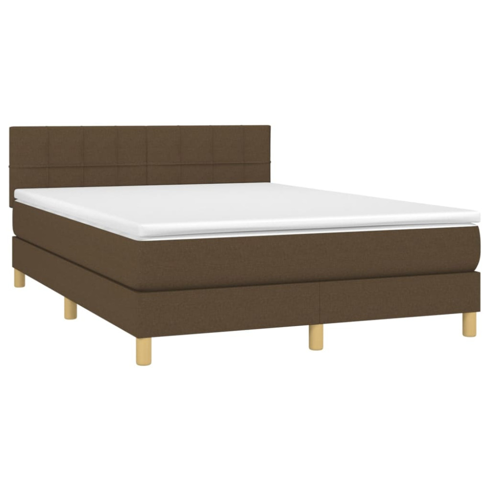 Produktbild för Ramsäng med madrass mörkbrun 140x200 cm tyg