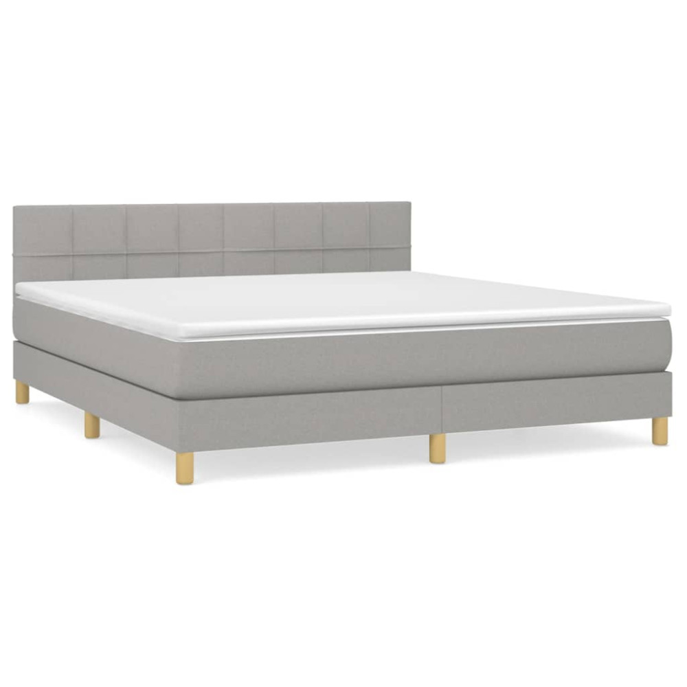 Produktbild för Ramsäng med madrass ljusgrå 160x200 cm tyg