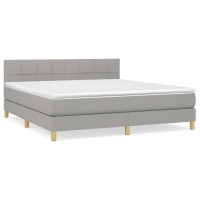 Produktbild för Ramsäng med madrass ljusgrå 160x200 cm tyg