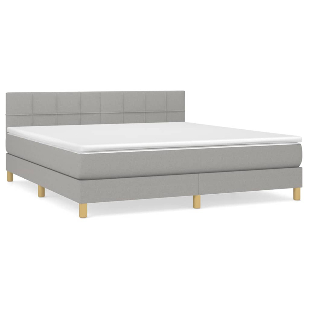 Produktbild för Ramsäng med madrass ljusgrå 180x200 cm tyg