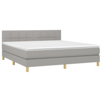Produktbild för Ramsäng med madrass ljusgrå 180x200 cm tyg