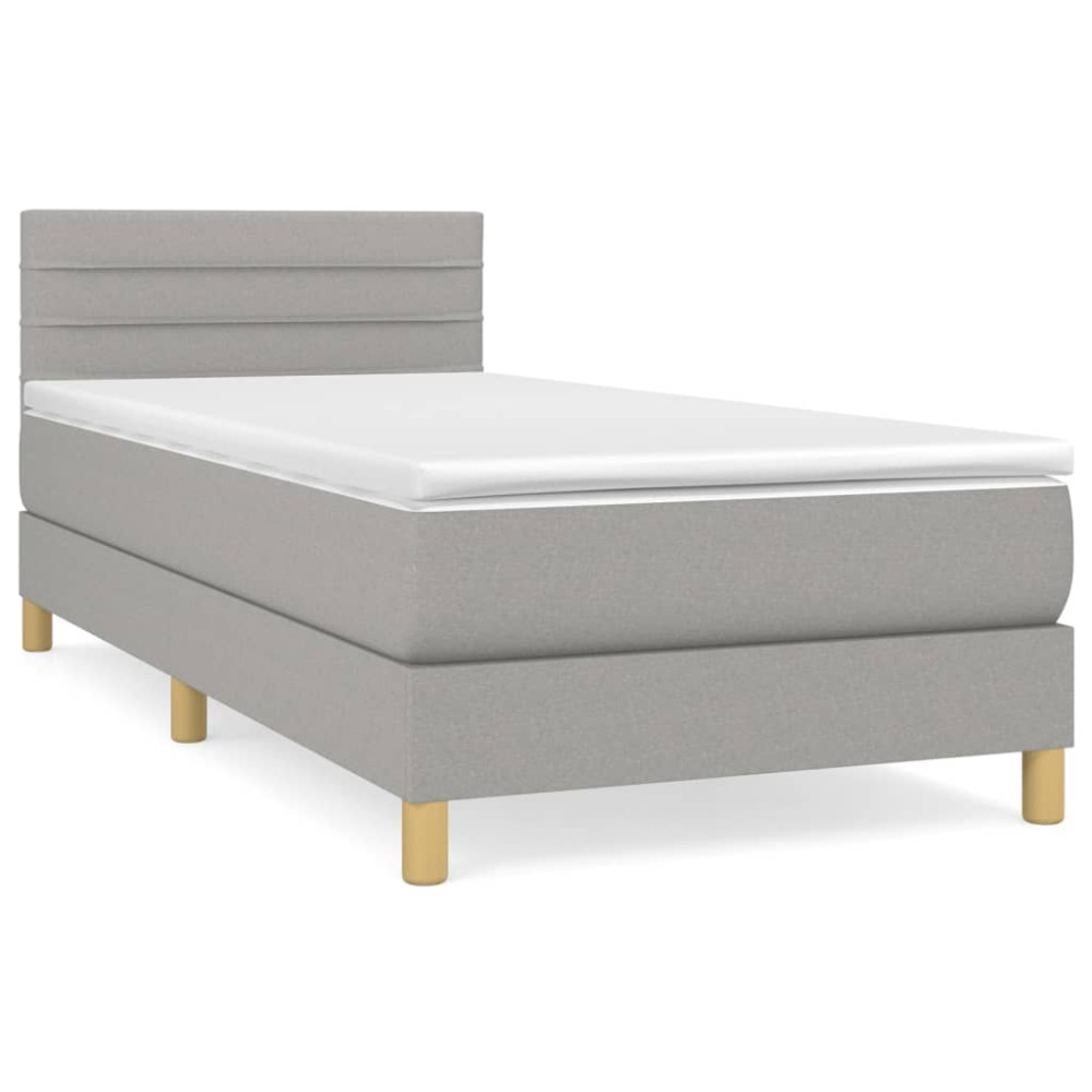 Produktbild för Ramsäng med madrass ljusgrå 80x200 cm tyg