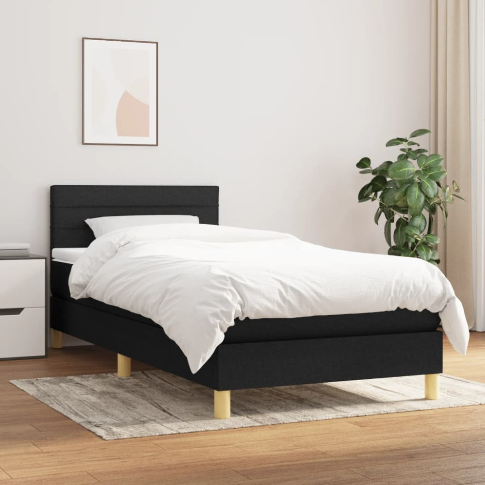 Produktbild för Ramsäng med madrass svart 80x200 cm tyg