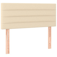 Produktbild för Ramsäng med madrass gräddvit 90x190 cm tyg