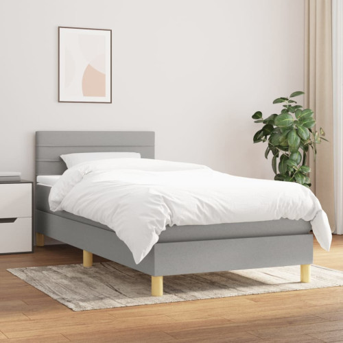 vidaXL Ramsäng med madrass ljusgrå 90x200 cm tyg