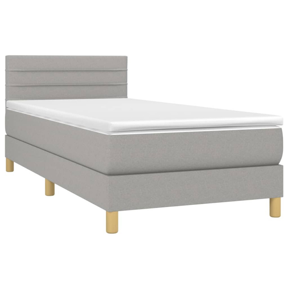 Produktbild för Ramsäng med madrass ljusgrå 90x200 cm tyg