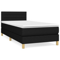 Produktbild för Ramsäng med madrass svart 90x200 cm tyg