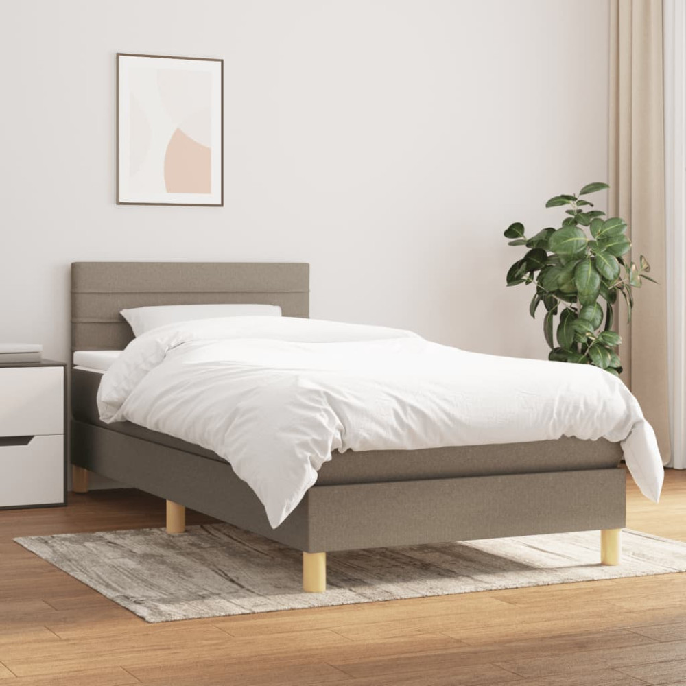 Produktbild för Ramsäng med madrass taupe 90x200 cm tyg