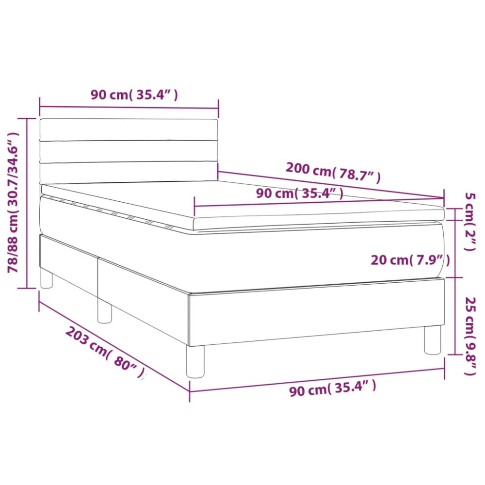 Produktbild för Ramsäng med madrass taupe 90x200 cm tyg