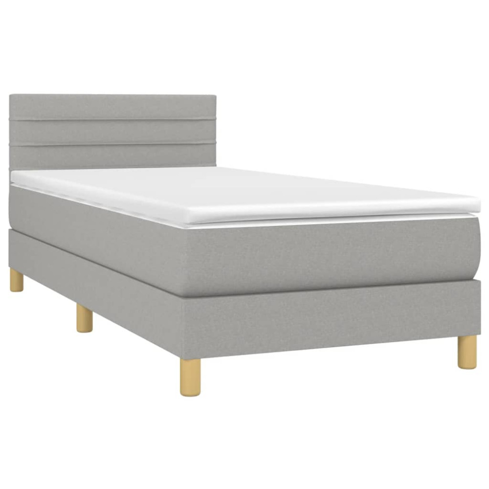 Produktbild för Ramsäng med madrass ljusgrå 100x200 cm tyg