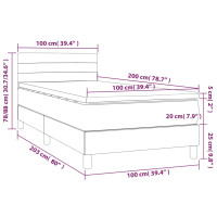 Produktbild för Ramsäng med madrass mörkbrun 100x200 cm tyg