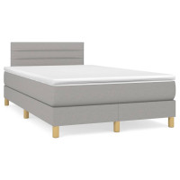 Produktbild för Ramsäng med madrass ljusgrå 120x200 cm tyg