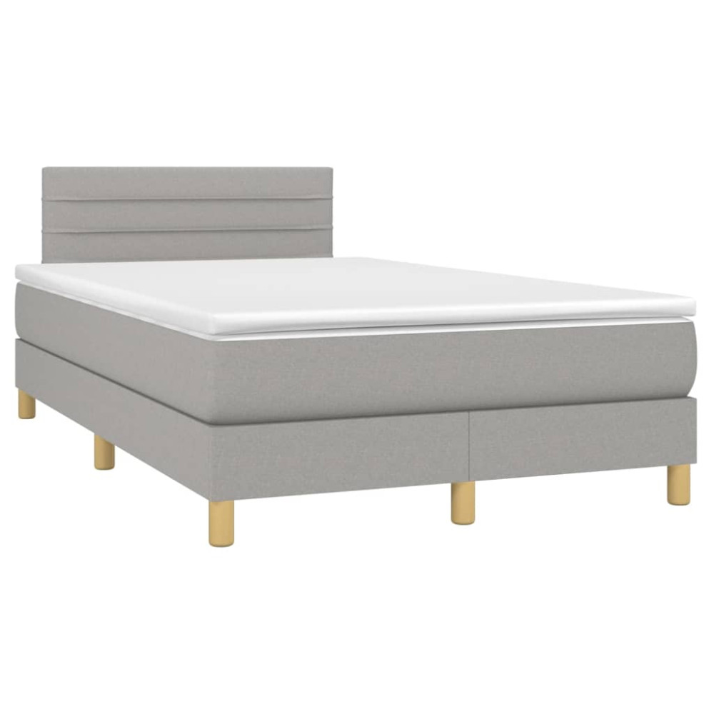 Produktbild för Ramsäng med madrass ljusgrå 120x200 cm tyg
