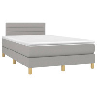 Produktbild för Ramsäng med madrass ljusgrå 120x200 cm tyg