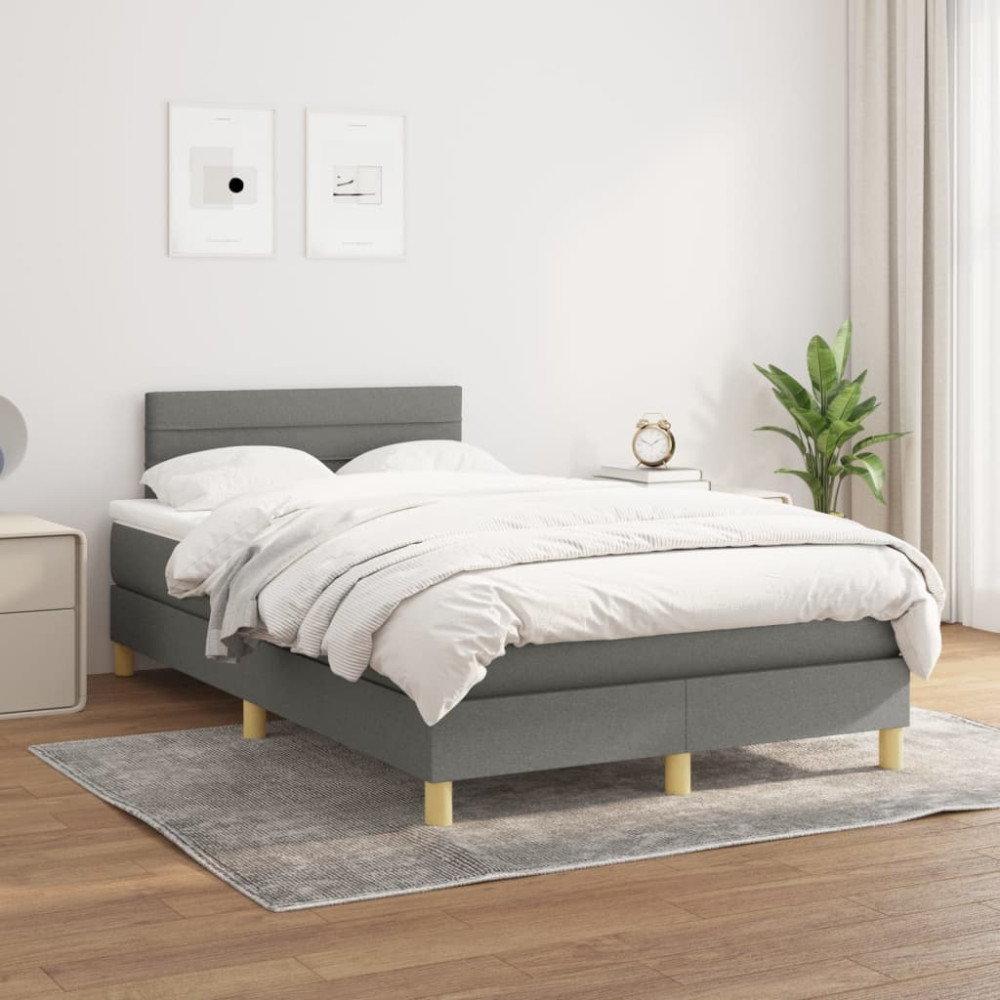 Produktbild för Ramsäng med madrass mörkgrå 120x200 cm tyg