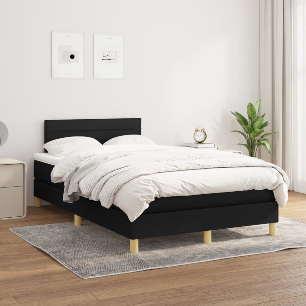 Produktbild för Ramsäng med madrass svart 120x200 cm tyg
